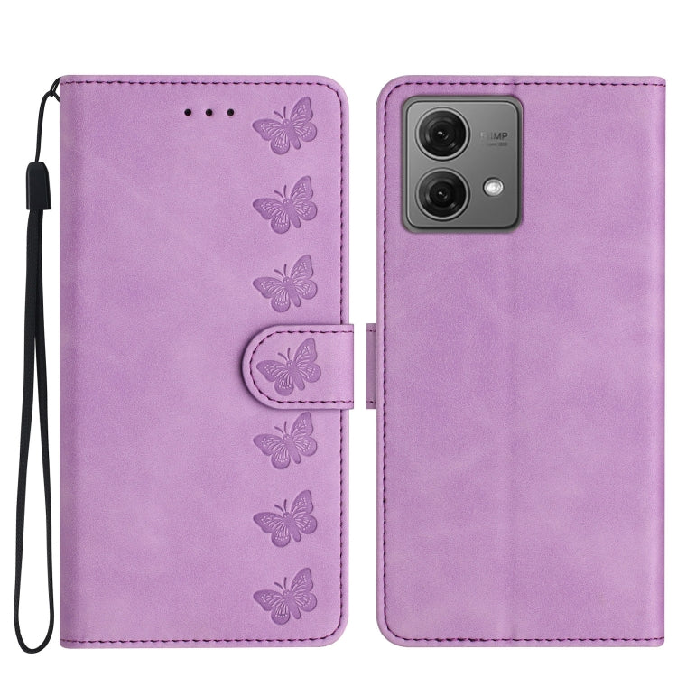 七隻蝴蝶壓花手機皮套, For Motorola Moto E15, For Motorola Moto G05, For Motorola Moto G15, For Motorola Edge 50 5G, For Motorola Edge 50 Pro, For Motorola Edge 50 Fusion, For Motorola Moto G84 5G, For Motorola Moto G54 5G