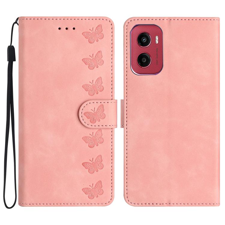 七隻蝴蝶壓花手機皮套, For Motorola Moto E15, For Motorola Moto G05, For Motorola Moto G15, For Motorola Edge 50 5G, For Motorola Edge 50 Pro, For Motorola Edge 50 Fusion, For Motorola Moto G84 5G, For Motorola Moto G54 5G