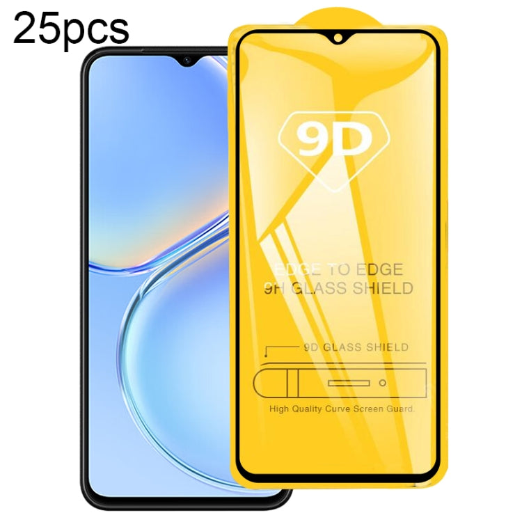 25片裝 9D 絲印二強 全屏鋼化玻璃膜, For Huawei Maimang A20, For Huawei Enjoy 50 (25 PCS)