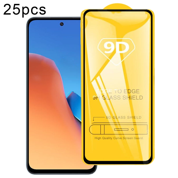 25片裝 9D 絲印二強 全屏鋼化玻璃膜, For Xiaomi Redmi 12 / 12R / 12 5G / Note 12R / Poco M6 Pro, For Xiaomi 13T, For Xiaomi Redmi Note 12T Pro