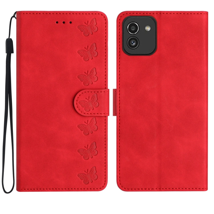 七隻蝴蝶壓花手機皮套, For Samsung Galaxy A02s 164mm, For Samsung Galaxy A25 5G, For Samsung Galaxy A15, For Samsung Galaxy S24 Ultra 5G, For Samsung Galaxy A02s EU Version, For Samsung Galaxy A03, For Samsung Galaxy A03 Core, For Samsung Galaxy A04