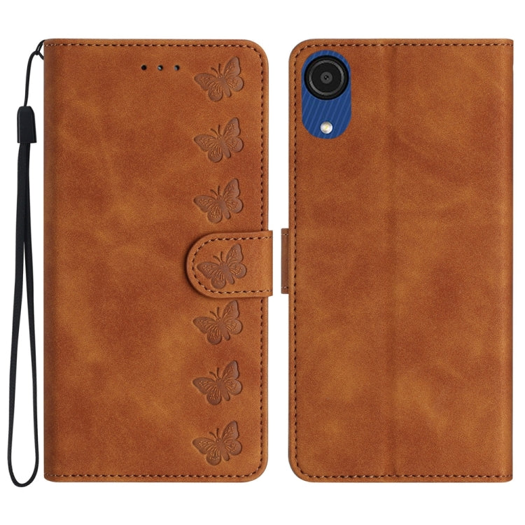 七隻蝴蝶壓花手機皮套, For Samsung Galaxy A04 Core, For Samsung Galaxy A04s, For Samsung Galaxy S23 FE 5G, For Samsung Galaxy A05, For Samsung Galaxy S24+ 5G, For Samsung Galaxy A10 / M10, For Samsung Galaxy A12 5G, For Samsung Galaxy A13 4G