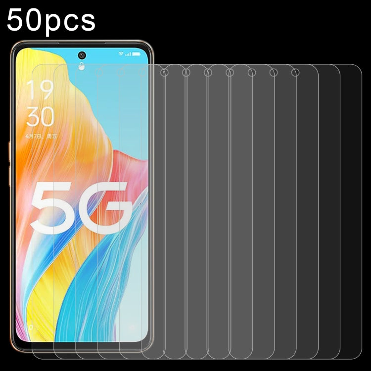 50個一賣 0.26mm 9H 2.5D 半屏鋼化玻璃保護膜, For OPPO K12 / K12 Plus, For OPPO Reno11 F / F25 Pro, For OPPO A78 4G, For OPPO A1 5G / 4G