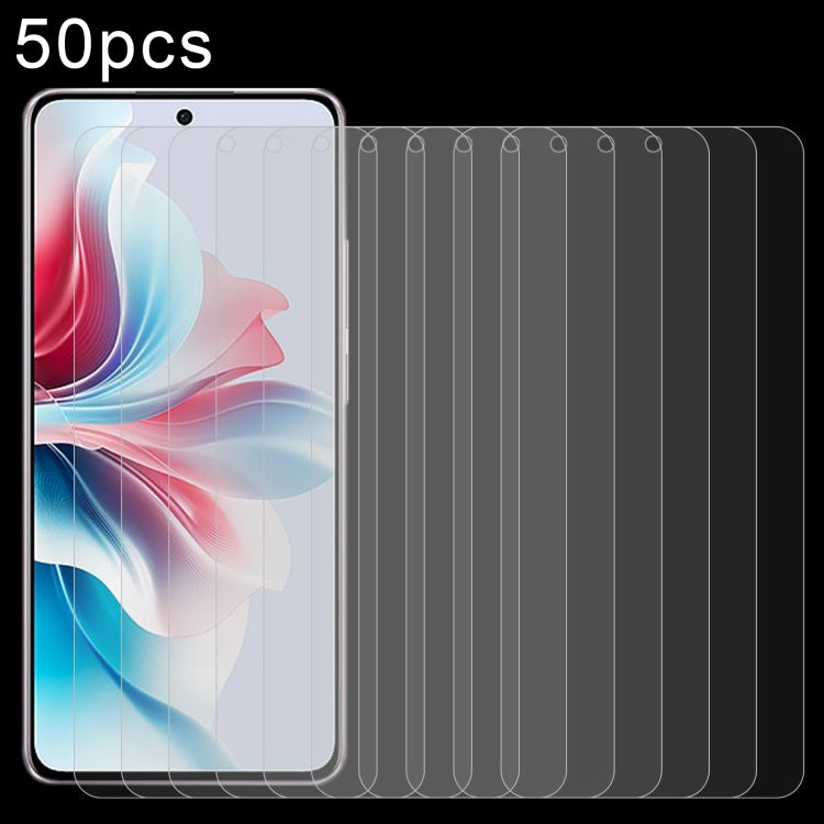 50個一賣 0.26mm 9H 2.5D 半屏鋼化玻璃保護膜, For OPPO K12 / K12 Plus, For OPPO Reno11 F / F25 Pro, For OPPO A78 4G, For OPPO A1 5G / 4G