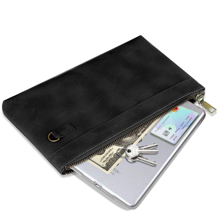 簡約復古PU皮手拿包拉鏈信封包