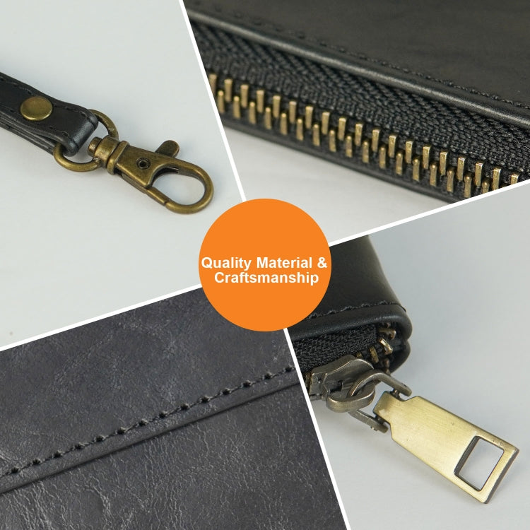 簡約復古PU皮手拿包拉鏈信封包