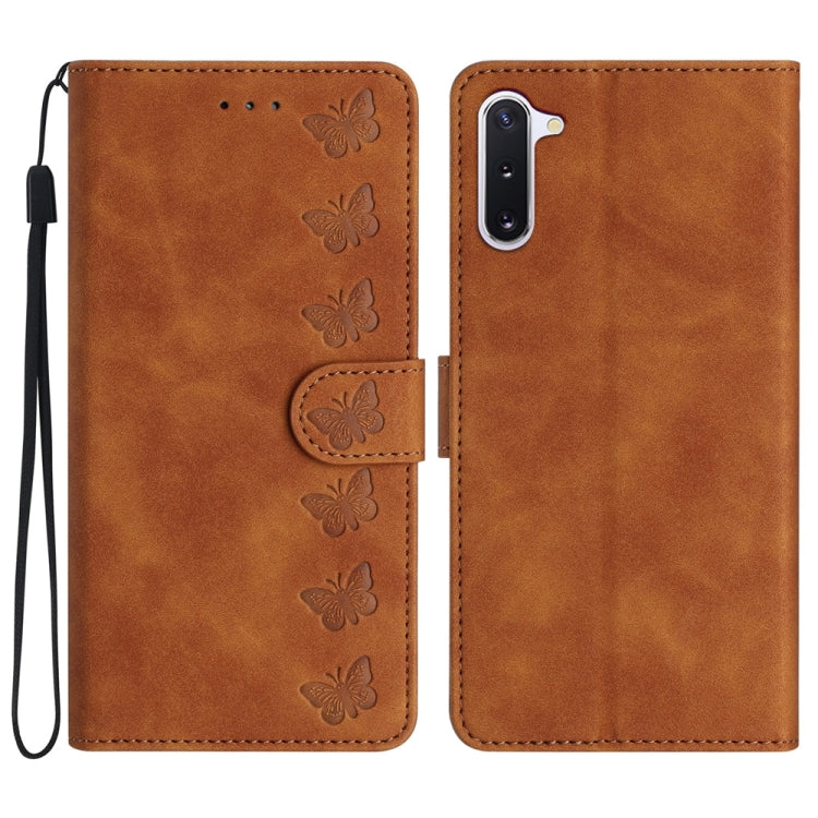 七隻蝴蝶壓花手機皮套, For Samsung Galaxy Note10, For Samsung Galaxy A35 5G, For Samsung Galaxy Note10+, For Samsung Galaxy Note20, For Samsung Galaxy Note20 Ultra, For Samsung Galaxy S10e, For Samsung Galaxy S10 / S10+, For Samsung Galaxy S20