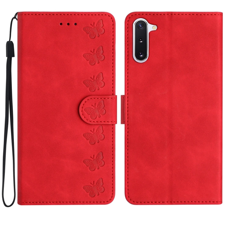 七隻蝴蝶壓花手機皮套, For Samsung Galaxy Note10, For Samsung Galaxy A35 5G, For Samsung Galaxy Note10+, For Samsung Galaxy Note20, For Samsung Galaxy Note20 Ultra, For Samsung Galaxy S10e, For Samsung Galaxy S10 / S10+, For Samsung Galaxy S20