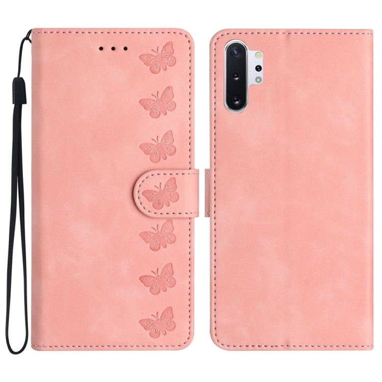 七隻蝴蝶壓花手機皮套, For Samsung Galaxy Note10, For Samsung Galaxy A35 5G, For Samsung Galaxy Note10+, For Samsung Galaxy Note20, For Samsung Galaxy Note20 Ultra, For Samsung Galaxy S10e, For Samsung Galaxy S10 / S10+, For Samsung Galaxy S20