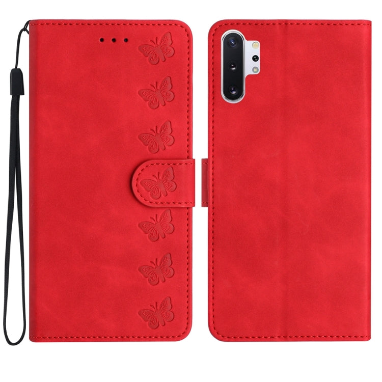 七隻蝴蝶壓花手機皮套, For Samsung Galaxy Note10, For Samsung Galaxy A35 5G, For Samsung Galaxy Note10+, For Samsung Galaxy Note20, For Samsung Galaxy Note20 Ultra, For Samsung Galaxy S10e, For Samsung Galaxy S10 / S10+, For Samsung Galaxy S20