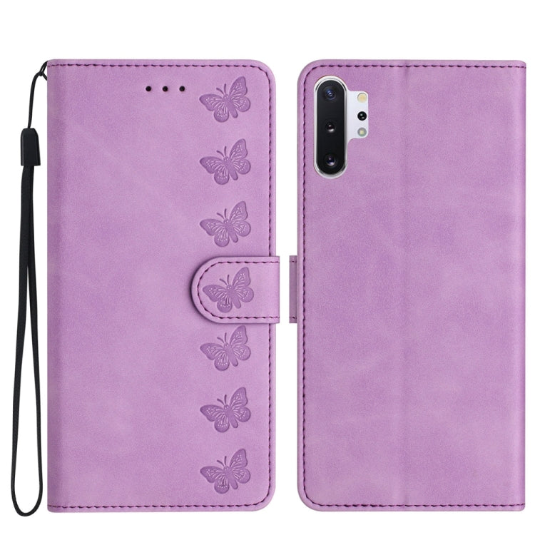 七隻蝴蝶壓花手機皮套, For Samsung Galaxy Note10, For Samsung Galaxy A35 5G, For Samsung Galaxy Note10+, For Samsung Galaxy Note20, For Samsung Galaxy Note20 Ultra, For Samsung Galaxy S10e, For Samsung Galaxy S10 / S10+, For Samsung Galaxy S20