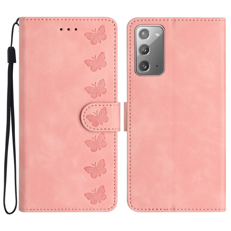 七隻蝴蝶壓花手機皮套, For Samsung Galaxy Note10, For Samsung Galaxy A35 5G, For Samsung Galaxy Note10+, For Samsung Galaxy Note20, For Samsung Galaxy Note20 Ultra, For Samsung Galaxy S10e, For Samsung Galaxy S10 / S10+, For Samsung Galaxy S20