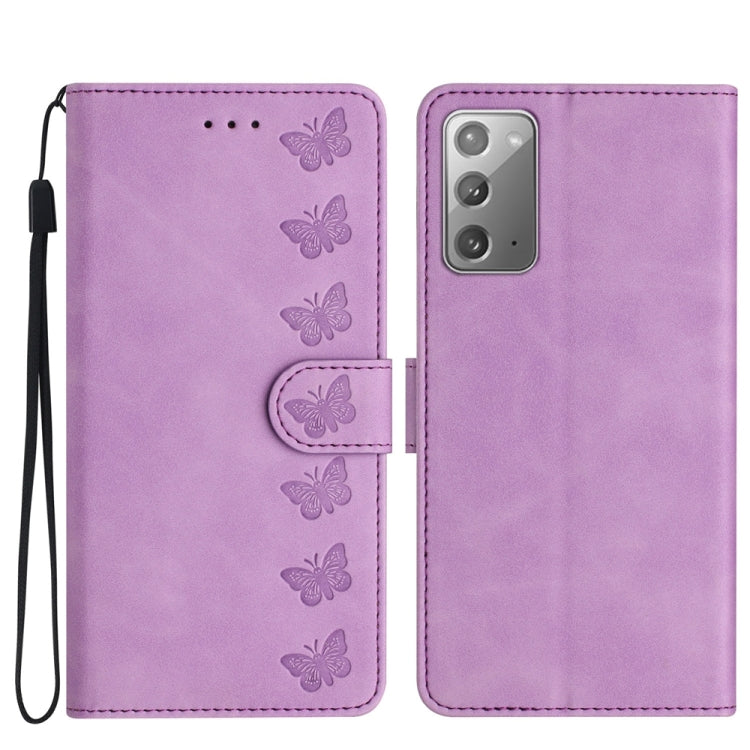 七隻蝴蝶壓花手機皮套, For Samsung Galaxy Note10, For Samsung Galaxy A35 5G, For Samsung Galaxy Note10+, For Samsung Galaxy Note20, For Samsung Galaxy Note20 Ultra, For Samsung Galaxy S10e, For Samsung Galaxy S10 / S10+, For Samsung Galaxy S20