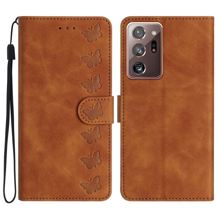 七隻蝴蝶壓花手機皮套, For Samsung Galaxy Note10, For Samsung Galaxy A35 5G, For Samsung Galaxy Note10+, For Samsung Galaxy Note20, For Samsung Galaxy Note20 Ultra, For Samsung Galaxy S10e, For Samsung Galaxy S10 / S10+, For Samsung Galaxy S20
