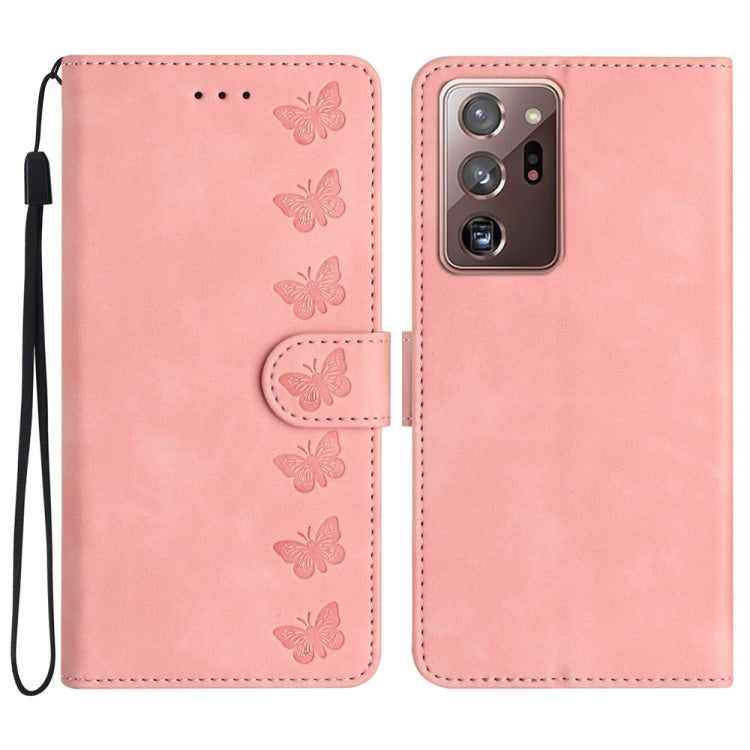 七隻蝴蝶壓花手機皮套, For Samsung Galaxy Note10, For Samsung Galaxy A35 5G, For Samsung Galaxy Note10+, For Samsung Galaxy Note20, For Samsung Galaxy Note20 Ultra, For Samsung Galaxy S10e, For Samsung Galaxy S10 / S10+, For Samsung Galaxy S20