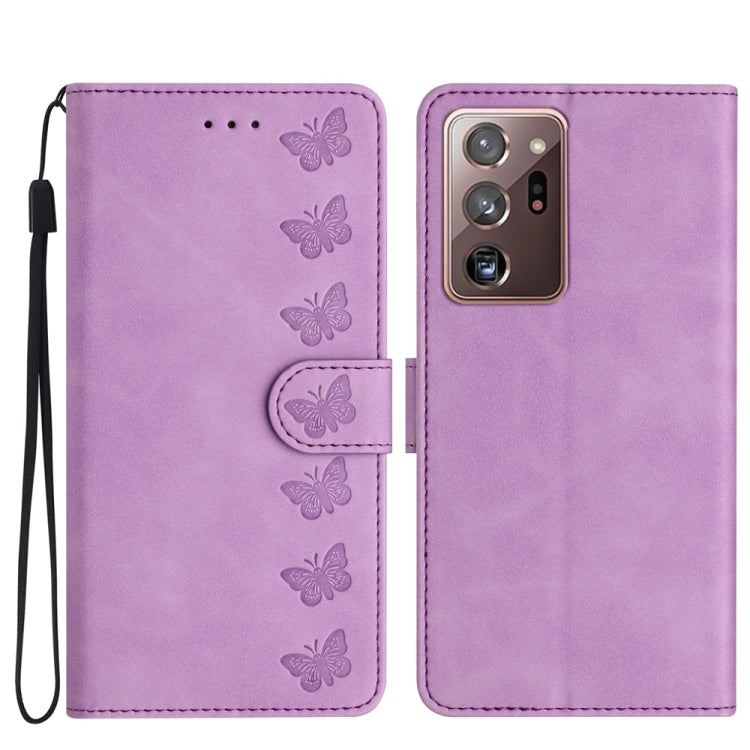 七隻蝴蝶壓花手機皮套, For Samsung Galaxy Note10, For Samsung Galaxy A35 5G, For Samsung Galaxy Note10+, For Samsung Galaxy Note20, For Samsung Galaxy Note20 Ultra, For Samsung Galaxy S10e, For Samsung Galaxy S10 / S10+, For Samsung Galaxy S20