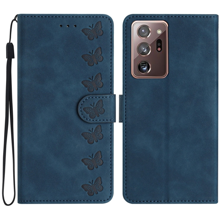 七隻蝴蝶壓花手機皮套, For Samsung Galaxy Note10, For Samsung Galaxy A35 5G, For Samsung Galaxy Note10+, For Samsung Galaxy Note20, For Samsung Galaxy Note20 Ultra, For Samsung Galaxy S10e, For Samsung Galaxy S10 / S10+, For Samsung Galaxy S20