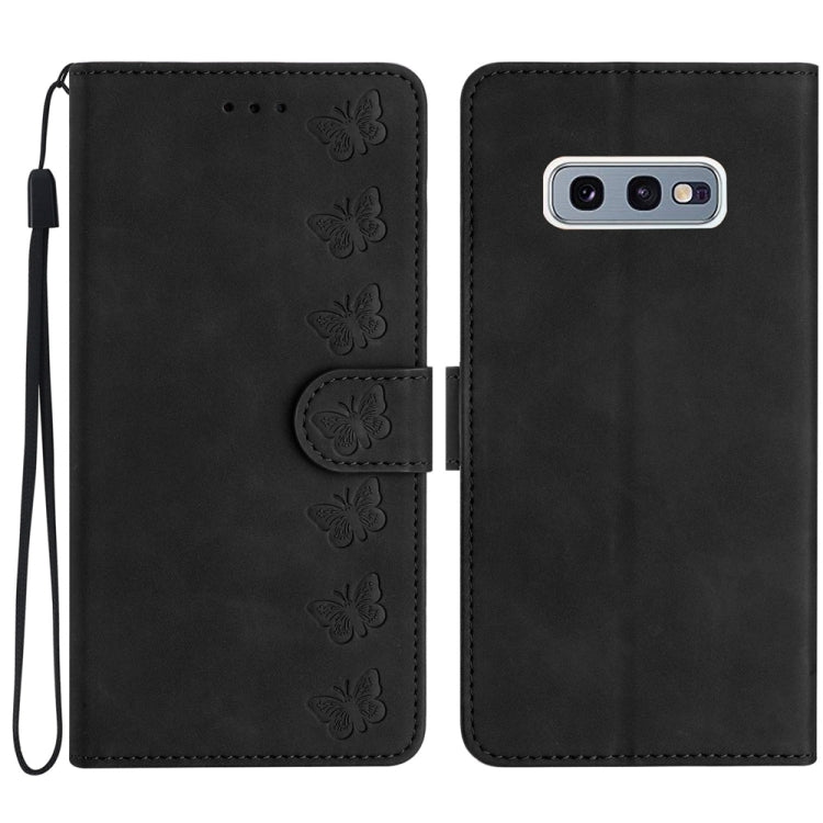 七隻蝴蝶壓花手機皮套, For Samsung Galaxy Note10, For Samsung Galaxy A35 5G, For Samsung Galaxy Note10+, For Samsung Galaxy Note20, For Samsung Galaxy Note20 Ultra, For Samsung Galaxy S10e, For Samsung Galaxy S10 / S10+, For Samsung Galaxy S20