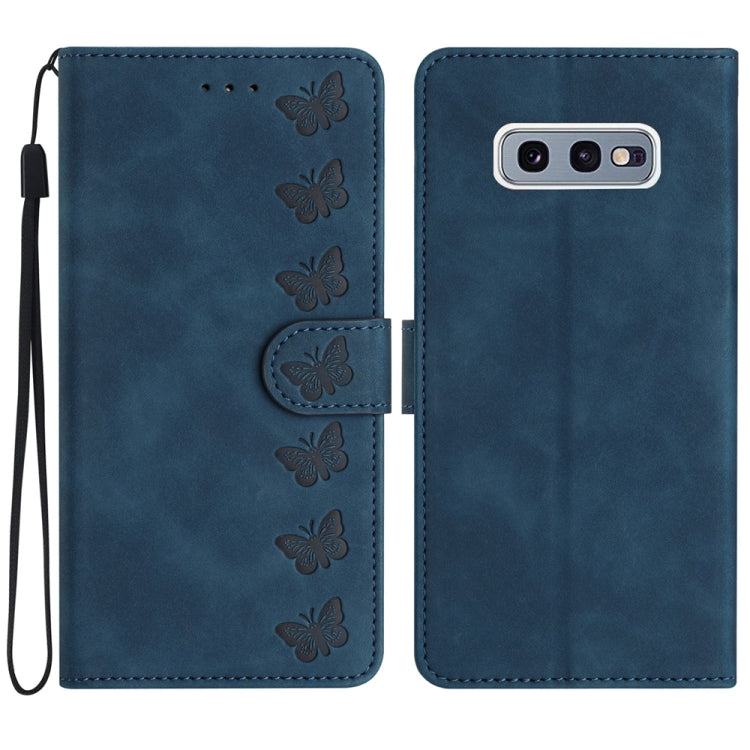 七隻蝴蝶壓花手機皮套, For Samsung Galaxy Note10, For Samsung Galaxy A35 5G, For Samsung Galaxy Note10+, For Samsung Galaxy Note20, For Samsung Galaxy Note20 Ultra, For Samsung Galaxy S10e, For Samsung Galaxy S10 / S10+, For Samsung Galaxy S20