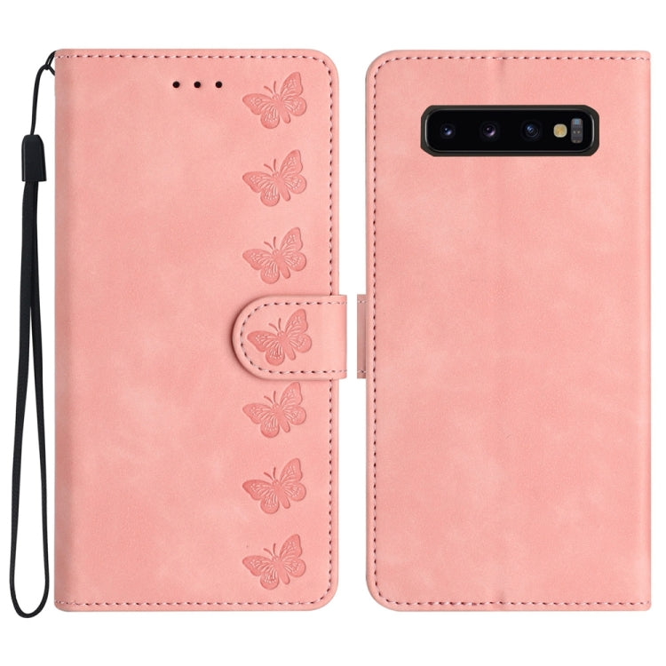 七隻蝴蝶壓花手機皮套, For Samsung Galaxy Note10, For Samsung Galaxy A35 5G, For Samsung Galaxy Note10+, For Samsung Galaxy Note20, For Samsung Galaxy Note20 Ultra, For Samsung Galaxy S10e, For Samsung Galaxy S10 / S10+, For Samsung Galaxy S20