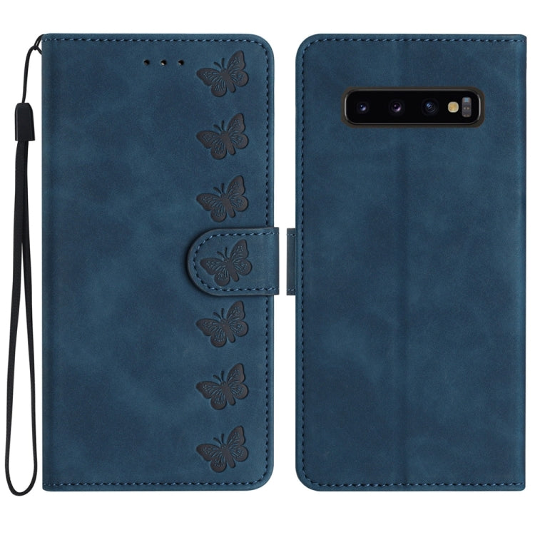 七隻蝴蝶壓花手機皮套, For Samsung Galaxy Note10, For Samsung Galaxy A35 5G, For Samsung Galaxy Note10+, For Samsung Galaxy Note20, For Samsung Galaxy Note20 Ultra, For Samsung Galaxy S10e, For Samsung Galaxy S10 / S10+, For Samsung Galaxy S20