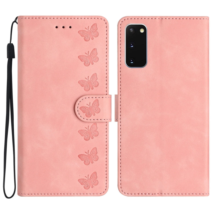 七隻蝴蝶壓花手機皮套, For Samsung Galaxy Note10, For Samsung Galaxy A35 5G, For Samsung Galaxy Note10+, For Samsung Galaxy Note20, For Samsung Galaxy Note20 Ultra, For Samsung Galaxy S10e, For Samsung Galaxy S10 / S10+, For Samsung Galaxy S20