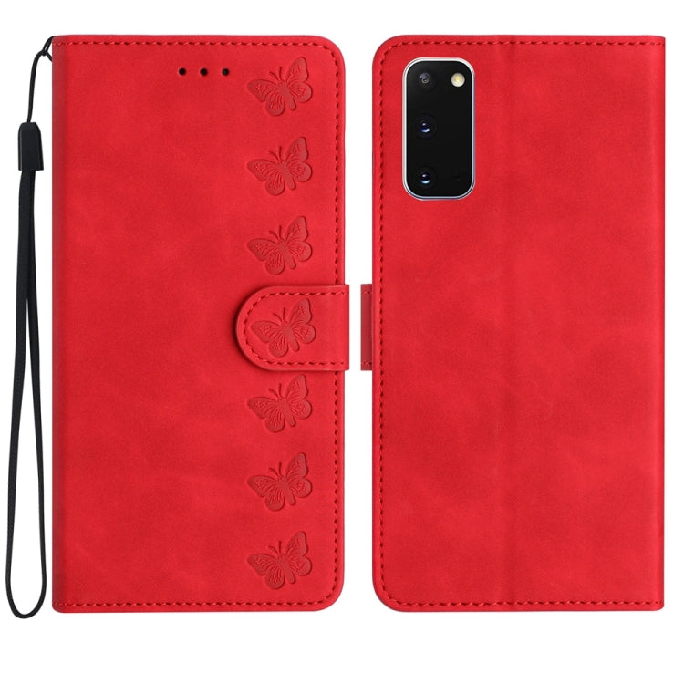 七隻蝴蝶壓花手機皮套, For Samsung Galaxy Note10, For Samsung Galaxy A35 5G, For Samsung Galaxy Note10+, For Samsung Galaxy Note20, For Samsung Galaxy Note20 Ultra, For Samsung Galaxy S10e, For Samsung Galaxy S10 / S10+, For Samsung Galaxy S20