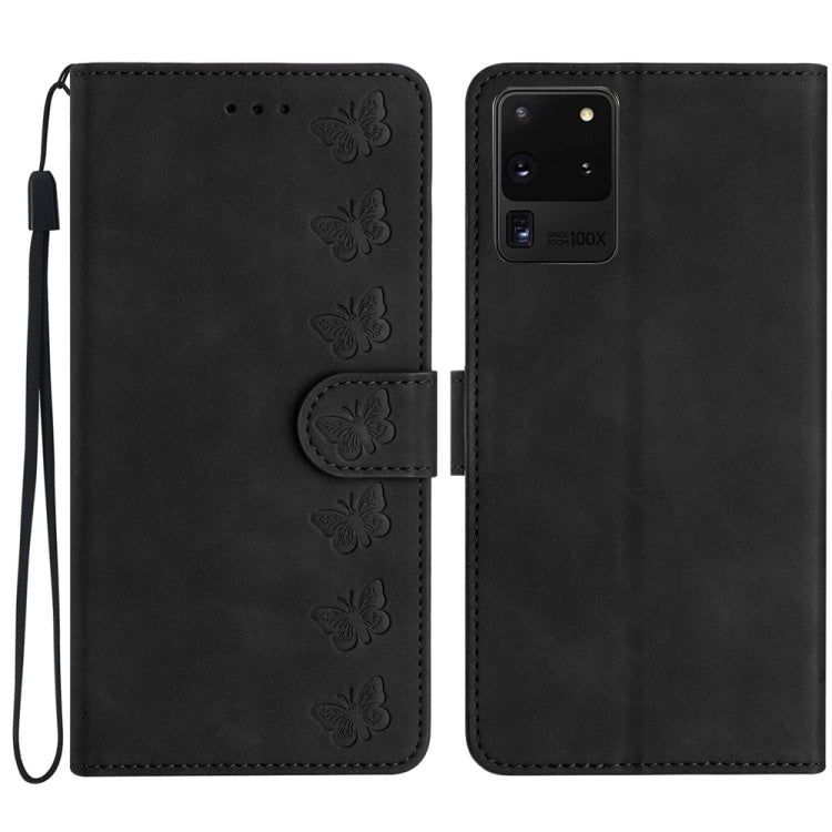 七隻蝴蝶壓花手機皮套, For Samsung Galaxy S20 FE, For Samsung Galaxy S20 Ultra 5G, For Samsung Galaxy S20+, For Samsung Galaxy S21 5G, For Samsung Galaxy S21 FE 5G, For Samsung Galaxy S21 Ultra 5G, For Samsung Galaxy S21+ 5G, For Samsung Galaxy S22 5G