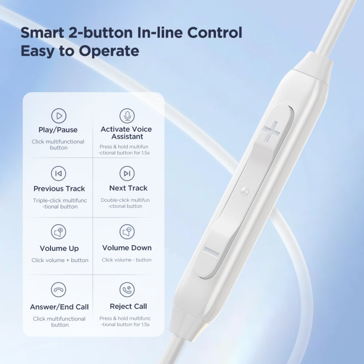 JOYRO0M JR-EC05 Type-C半入耳式有線耳機，線長：1.2m