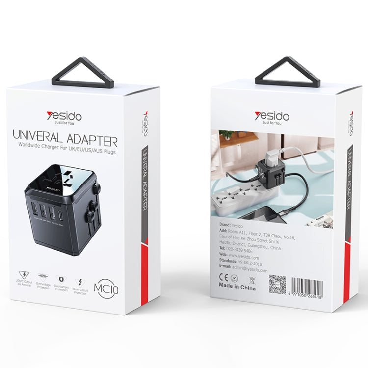 Yesido MC-10 3USB+Type-C接口 多功能通用旅行轉換插頭