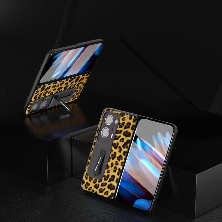 ABEEL 殼膜一體黑邊豹紋手機殼帶支架