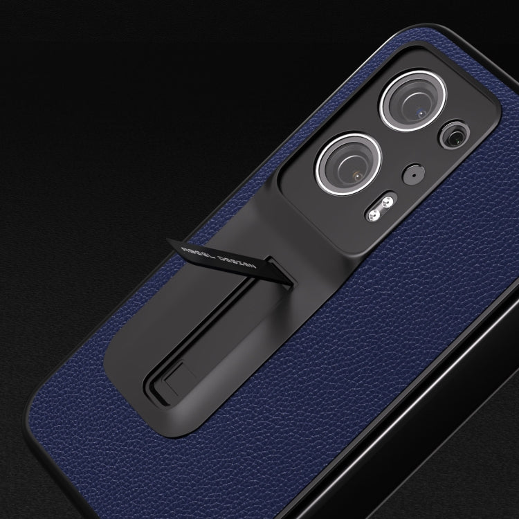 殼膜一體黑邊真皮米諾手機殼帶支架