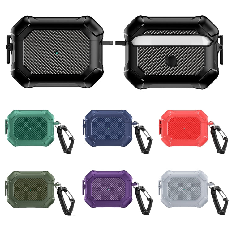 碳釺維TPU+PC耳機保護套帶開關鎖&登山扣