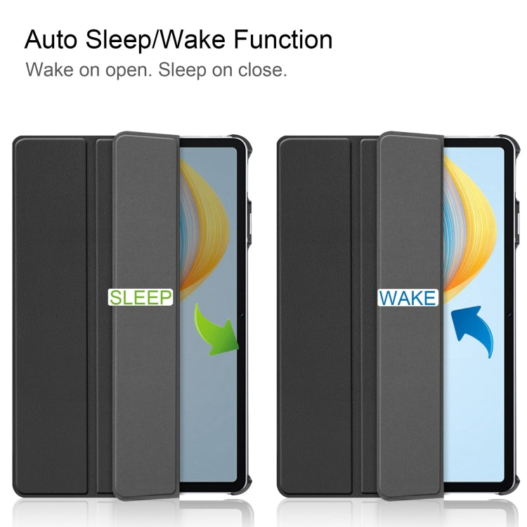 三折卡斯特紋純色平板皮套