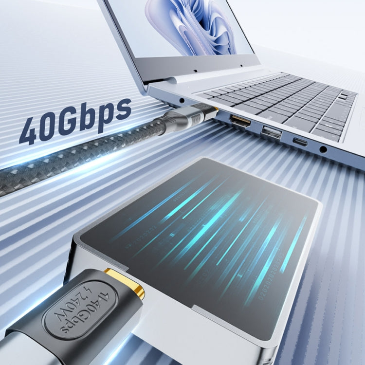 40Gbps 240W Type-C母頭轉Type-C公頭立體彎轉接頭