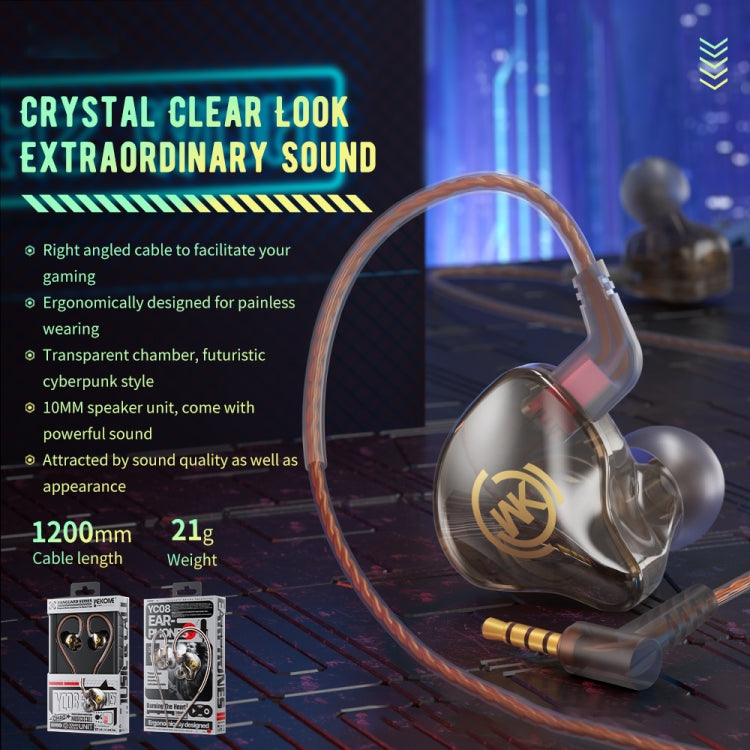 WK YC08 先鋒系列 8 Pin透明音樂通話有線耳機，線長：1.2m