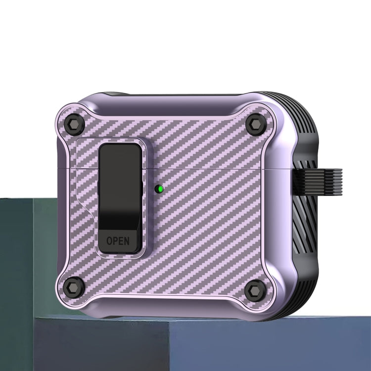 磁吸自動開關 碳纖維紋耳機保護套, For AirPods 4, For AirPods Pro 2, For AirPods 3, For AirPods Pro, For AirPods 1 / 2