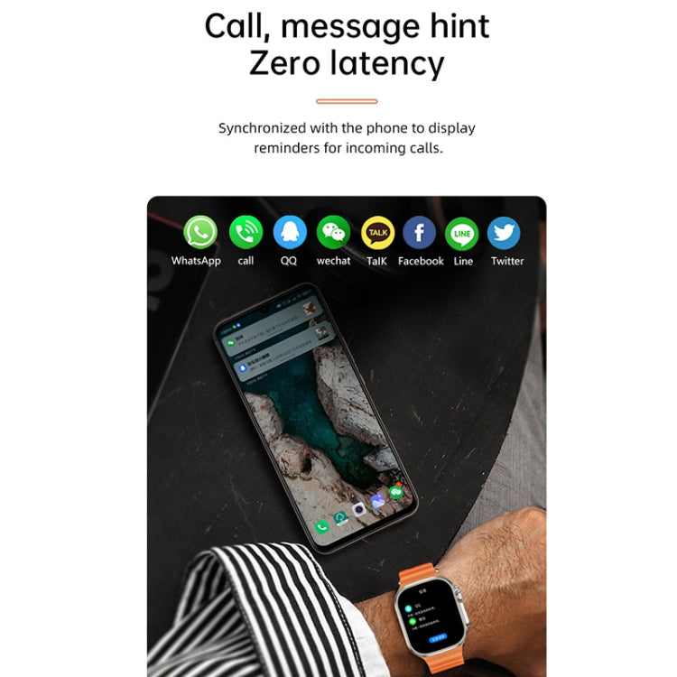 WS-E9 Ultra 2.2英寸IP67防水硅膠錶帶智能手錶 支持心率 / NFC