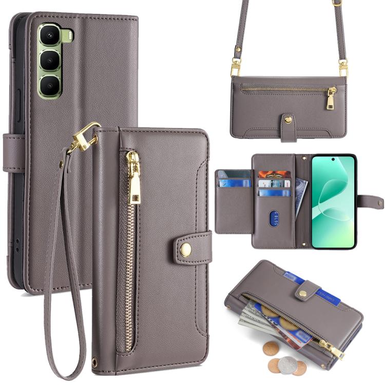 拉鏈錢夾綿羊紋多功能手機皮套 含長肩帶繩+短腕帶繩, For Infinix Hot 60 5G, For Infinix Hot 60 Pro+ 4G, For Infinix Hot 60 Pro 4G, For Infinix Smart 10 4G, For Infinix Note 50s 5G, For Infinix Note 50x 5G, For Infinix Note 50 Pro+ 5G, For Infinix Note 50 4G