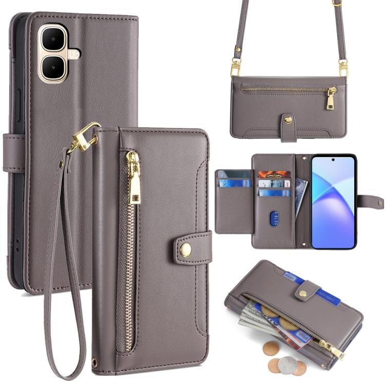 拉鏈錢夾綿羊紋多功能手機皮套 含長肩帶繩+短腕帶繩, For Infinix Hot 60 5G, For Infinix Hot 60 Pro+ 4G, For Infinix Hot 60 Pro 4G, For Infinix Smart 10 4G, For Infinix Note 50s 5G, For Infinix Note 50x 5G, For Infinix Note 50 Pro+ 5G, For Infinix Note 50 4G