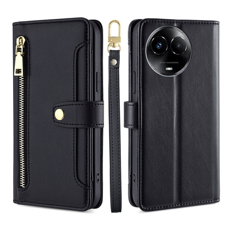 拉鏈錢夾綿羊紋多功能手機皮套 含長肩帶繩+短腕帶繩, For Realme 11 4G, For Realme GT5 240W, For Realme GT5, For Realme 11 5G Global / 11x 5G, For Realme 11 5G, For Realme 11 Pro / 11 Pro+ 5G, For Realme C65 4G, For Realme 10 Pro 5G