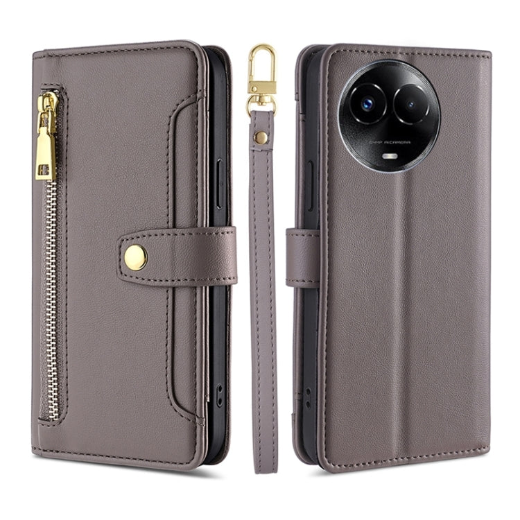 拉鏈錢夾綿羊紋多功能手機皮套 含長肩帶繩+短腕帶繩, For Realme 11 4G, For Realme GT5 240W, For Realme GT5, For Realme 11 5G Global / 11x 5G, For Realme 11 5G, For Realme 11 Pro / 11 Pro+ 5G, For Realme C65 4G, For Realme 10 Pro 5G
