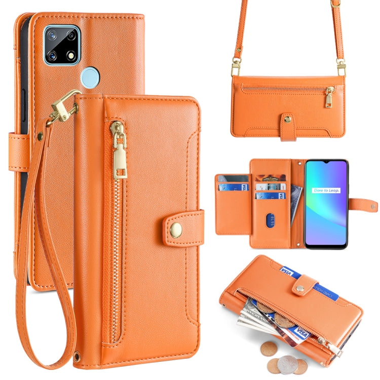 拉鏈錢夾綿羊紋多功能手機皮套 含長肩帶繩+短腕帶繩, For Realme C20, For Realme C12 / Narzo 20, For Realme 7 / Narzo 20 Pro, For Realme C15