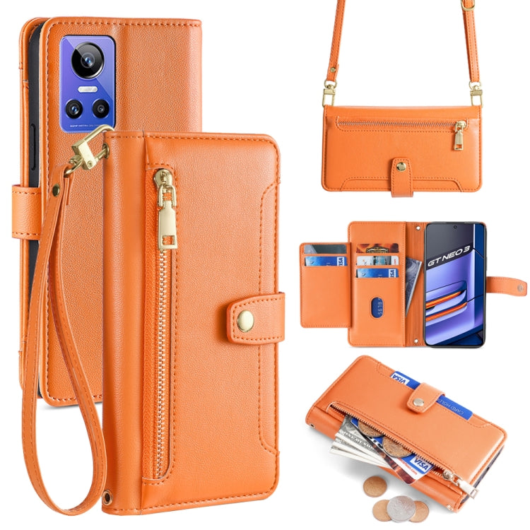 拉鏈錢夾綿羊紋多功能手機皮套 含長肩帶繩+短腕帶繩, For Realme 10 Pro+ 5G, For Realme 10 4G, For Realme C33 4G, For Realme C30 4G / Narzo 50i Prime, For Realme C31, For Realme GT Neo 3, For Realme 9 Pro+, For Realme C35