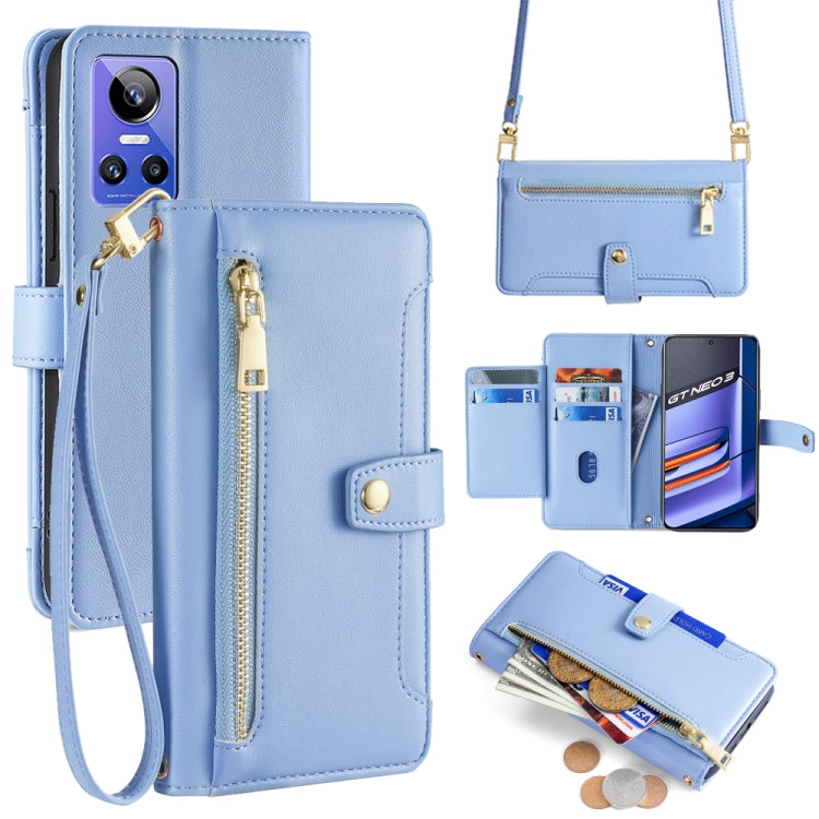 拉鏈錢夾綿羊紋多功能手機皮套 含長肩帶繩+短腕帶繩, For Realme 10 Pro+ 5G, For Realme 10 4G, For Realme C33 4G, For Realme C30 4G / Narzo 50i Prime, For Realme C31, For Realme GT Neo 3, For Realme 9 Pro+, For Realme C35