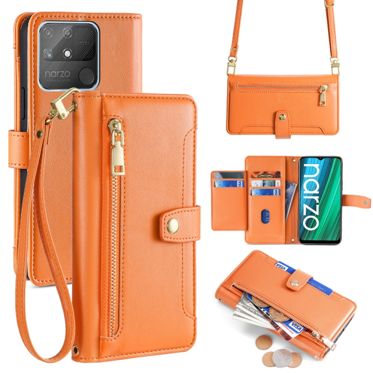 拉鏈錢夾綿羊紋多功能手機皮套 含長肩帶繩+短腕帶繩, For Realme 9 Pro, For Realme GT2 Pro, For Realme Narzo 50A, For Realme 8i, For Realme GT Neo 2 5G, For Realme GT Master, For Realme C21Y, For Realme 8 / 8 Pro