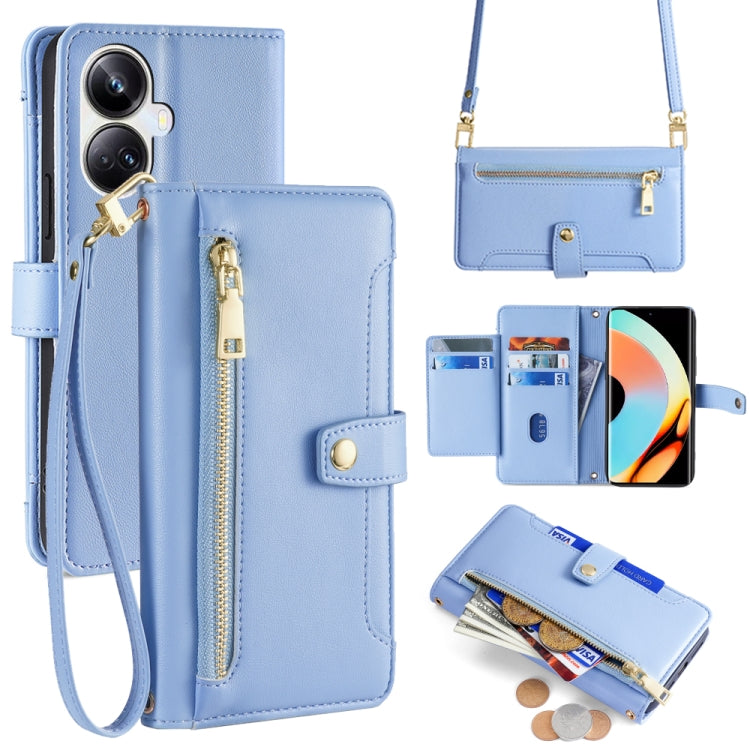 拉鏈錢夾綿羊紋多功能手機皮套 含長肩帶繩+短腕帶繩, For Realme 10 Pro+ 5G, For Realme 10 4G, For Realme C33 4G, For Realme C30 4G / Narzo 50i Prime, For Realme C31, For Realme GT Neo 3, For Realme 9 Pro+, For Realme C35