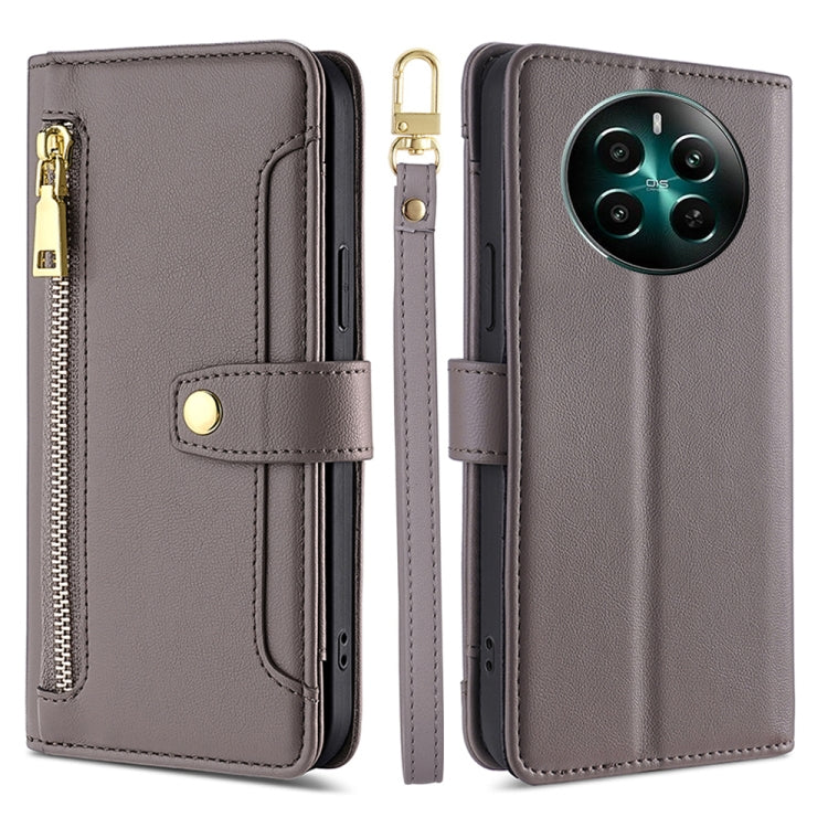 拉鏈錢夾綿羊紋多功能手機皮套 含長肩帶繩+短腕帶繩, For Realme C75 4G / 14x 5G Global, For Realme 13 Pro 5G, For Realme C61 4G, For Realme GT Neo6 SE, For Realme 12 5G, For Realme 12+ 5G, For Realme 12 Pro 5G, For Realme GT5 Pro 5G