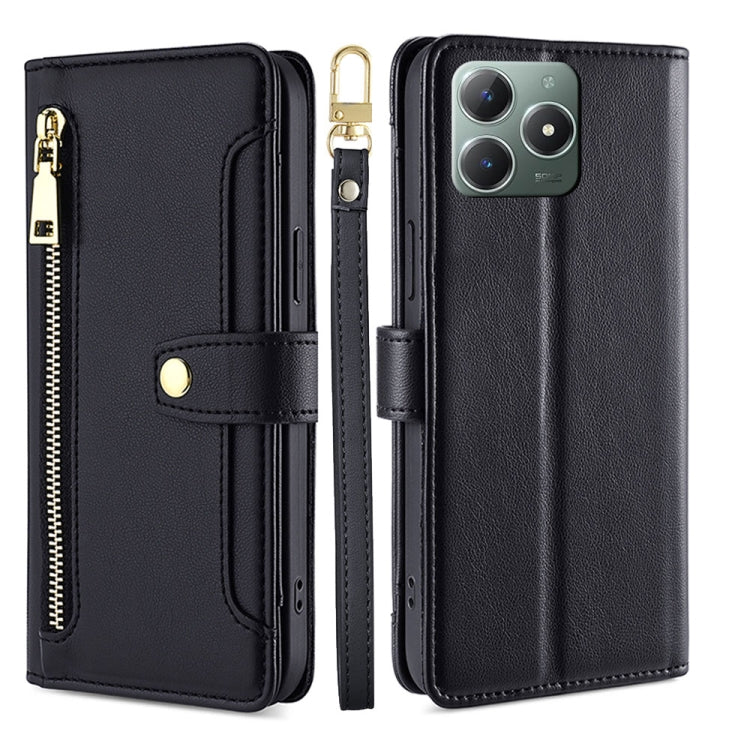 拉鏈錢夾綿羊紋多功能手機皮套 含長肩帶繩+短腕帶繩, For Realme C75 4G / 14x 5G Global, For Realme 13 Pro 5G, For Realme C61 4G, For Realme GT Neo6 SE, For Realme 12 5G, For Realme 12+ 5G, For Realme 12 Pro 5G, For Realme GT5 Pro 5G