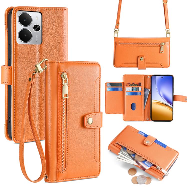 拉鏈錢夾綿羊紋多功能手機皮套 含長肩帶繩+短腕帶繩, For Realme C85 5G, For Realme 15T 5G Global, For Realme C71 4G, For Realme GT 7 5G Global, For Realme 14 5G Global, For Realme P3 Ultra 5G, For Realme 14 Pro+ 5G, For Realme 14 Pro 5G Global
